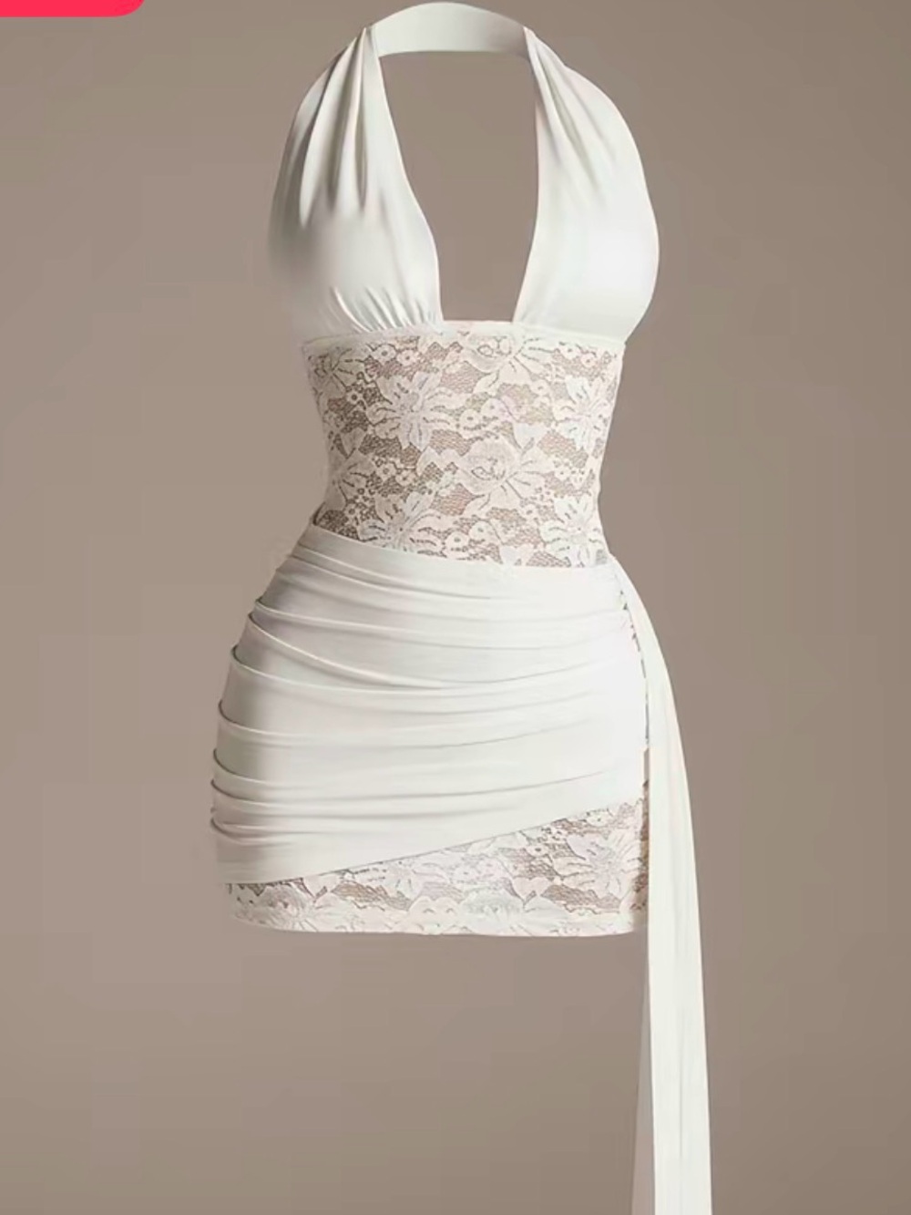 White Lace Halter Bodycon Mini Dress – Size S/XS